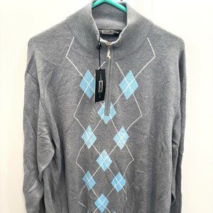 New NWT Men's Carnoustie Pullover 1/4 Zip Argyle Pullover Size XL Pima Cotton